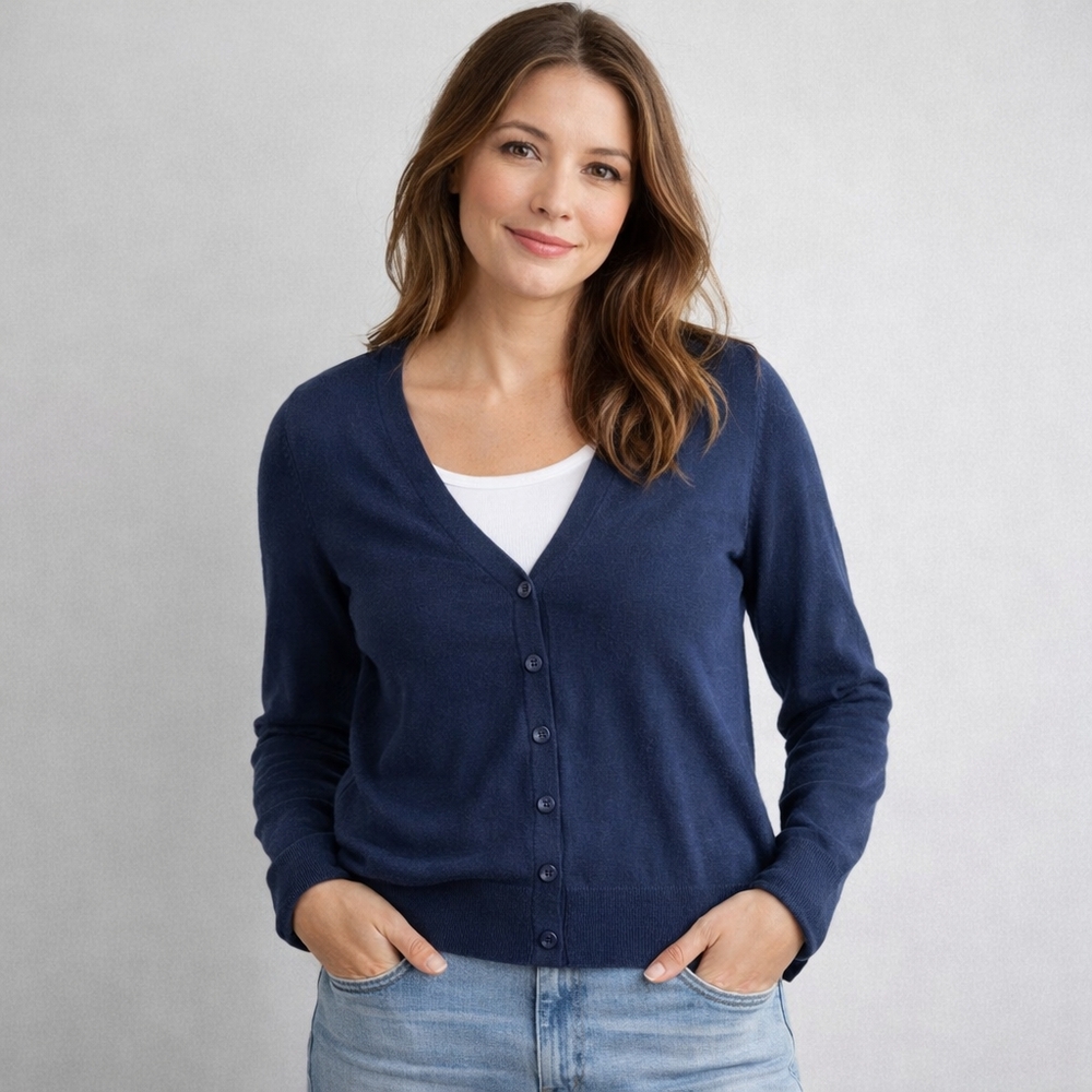 Amazon Essentials Women's Navy V-Neck Sweater